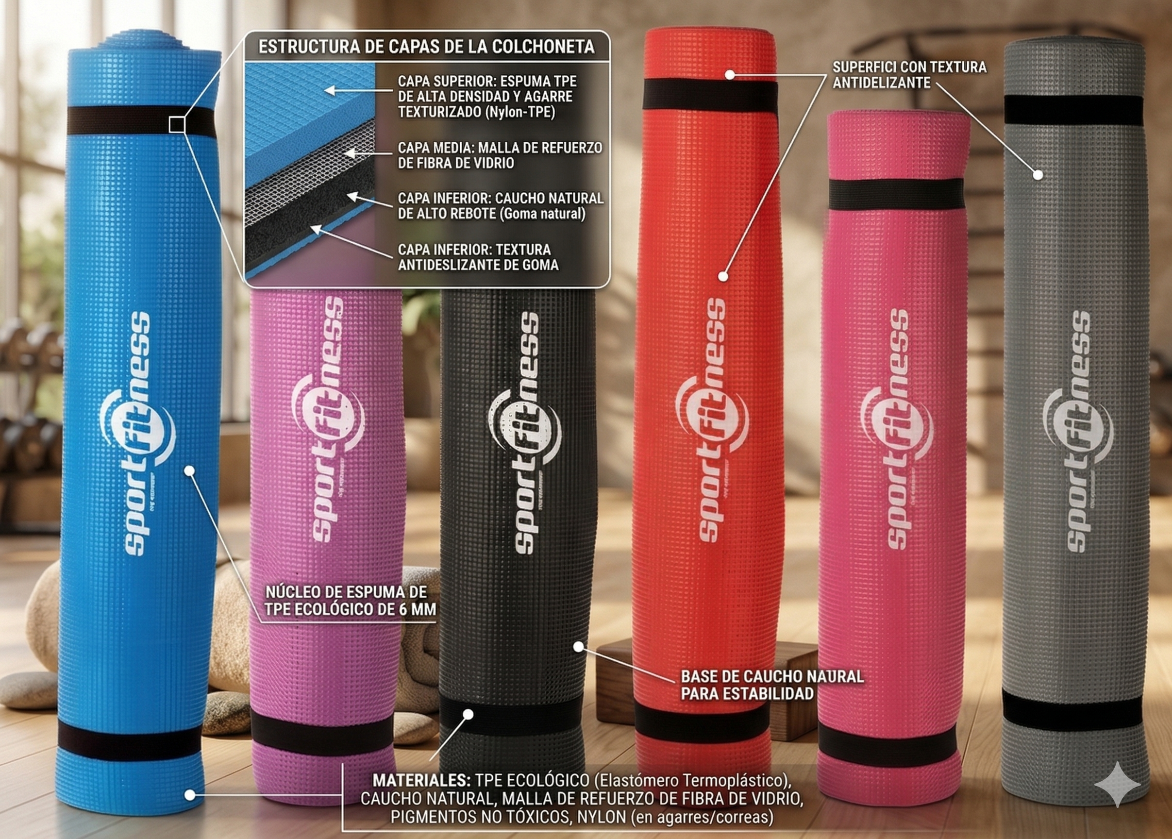 Colchoneta Mat Yoga Plegable 6mm